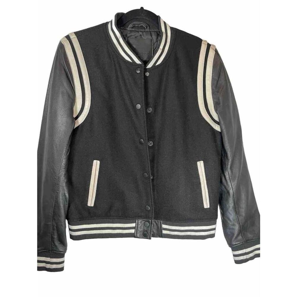 Goosecraft Men’s Size M leather and wool black and white jacket. Never Worn.